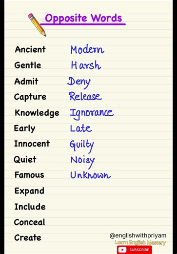 Best Opposite Words👆✅💯👩‍🏫|Antonyms#english #englishtips #englishgrammar #vocabulary #antonyms