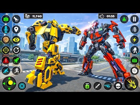 Flying Jet Car Robot Transformation Game Mega Robot War in City Super New Update - Android Gameplay