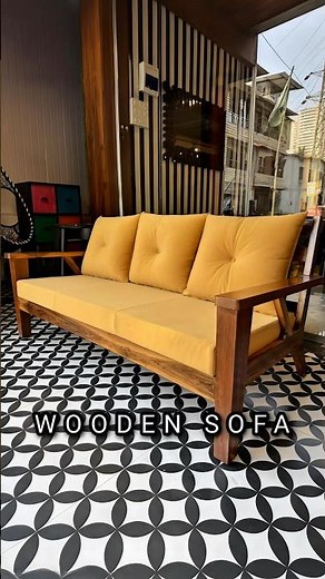 Wooden 3 Seater Sofa Set with Cushion | Modern Living Room Sofa!❤️🛋️