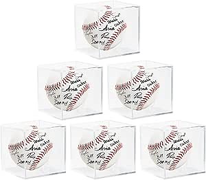 6 Pack Acrylic Baseball Case for Display, UV Protected Baseball Display Cube, Autographed Baseball Clear Display Case, Baseball Display Case for Memorabilia Baseball