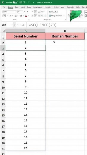 Sequence Function in Excel. #excel