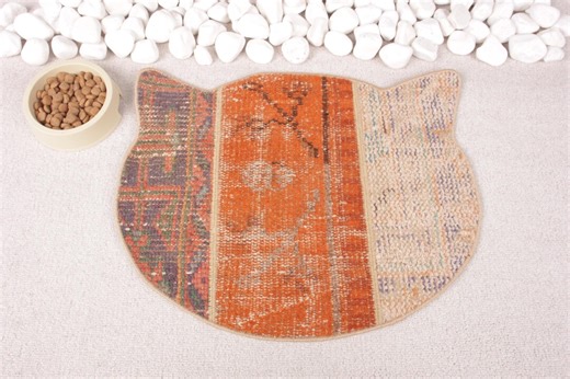 Best Pet Gifts, Rug Pet Mat, Cat Mat, Orange Pad, Rug Pad, Rug Pet Gift Mat, Animal Pad, Cat Design Pad, Water Bowl Mat, - Etsy