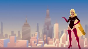 Superheroine Presenting in City