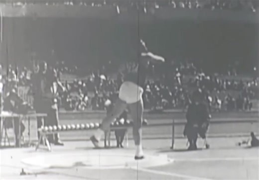 Let's recall Randy Matson (slow motion), having set an OR of 20.68 in qualification a day earlier, as he puts a big 20.54 from the outset to boss the men's SP at the Olympics in Mexico 57 years ago today. George Woods gets silver also at a first round 20.12 for a US one-two with Soviet Eduard Gushchin a close third at 20.09 at his first as well. | Athletics Stargate