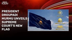 Supreme Court's new flag with symbols of Ashok Chakra, Constitution unveiled