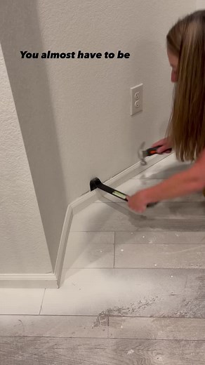 If you’re insane too, get ready for this ride! 1300 sq ft of flooring, staircase transformation and new kitchen island. #diy #diyflooring #diystaircase #diyisland #kitchentransformation #livingroommakeover