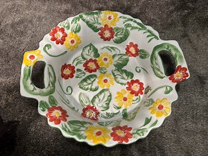 Temp-tations by Tara GORGEOUS! Ceramic Hand Painted Pie Plate/casserole Dish - Flower Design, Self Hole Handles on Each Side! MINT! - Etsy