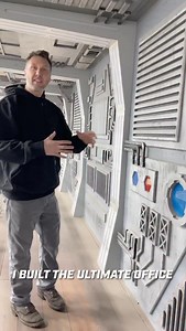 It’s day 160 of the sci-fi office build and we’ve cut from the water jet hundreds of small parts from 20–30 sheets of plywood to make greebling! I brought in the team to help with placement, using cutouts as templates for perfect alignment before securing everything with nails and screws. Finished the sides with Rub N Buff for a weathered, “used” look. Once that’s finished this office is looking like real spaceship. A real work of art! Check out the full episode on our YouTube channel @fireballt