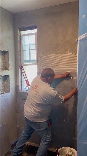 Bathroom Shower Tile Installation 12x24 Porcelain #diy #tutorial #construction #tiling #tile #grout