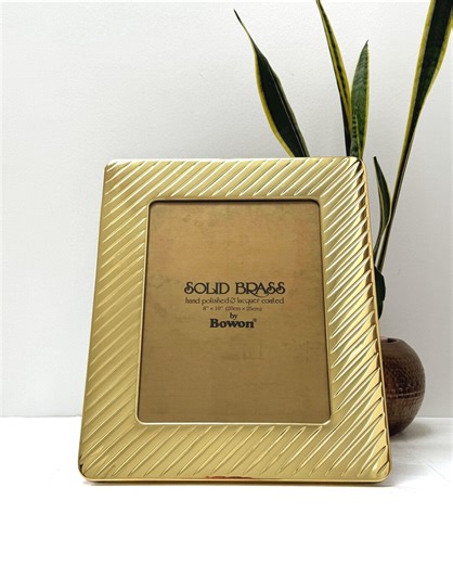 Vintage 90s Lacquer Brass Post Modern Deco Frame - Fits Portrait or Landscape 8 X 10 Inch Photo - Velvet Backing Tabletop Display - Etsy