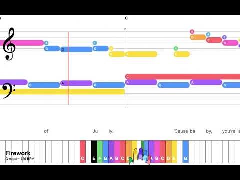 Firework (G)– Super Easy Piano with Lyrics and Chords