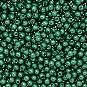Czech Glass, Half-Drilled Round Finial Beads 2mm, Saturated Metallic Martini Olive (2.5" Tube)