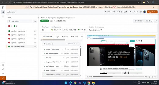 #playwright #typescript #automationtesting #lambdatest #sdet #qa #crossbrowsertesting #tech | Dhayanidhi K.B.