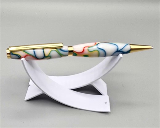 Twist Pen, Made From White Acrylic With Multi Color Lines Running Through. - Etsy