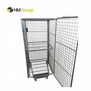 [Hot Item] Customized Industrial Warehouse Nestable Security Folding Roll Container Cage