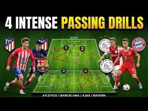 ⚽✅4 Intense Passing Drills Football / Atletico - Barcelona - Ajax - Bayern Munich