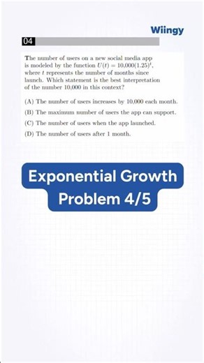 SAT Math Exponential Growth Drill: Problem 4/5 #shorts #satprep #satmath