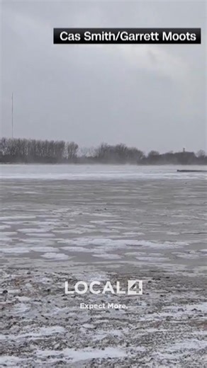 Wild weather on Lake Erie 🌊 Yesterday's storm created a rare seiche, pushing water to one side with 60 mph gusts and 20-ft waves. Part of the lakebed even emerged, revealing a lost snowmobile. | WDIV Local 4 / ClickOnDetroit