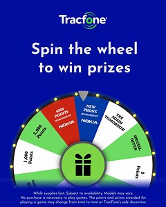 Spin the wheel every Wednesday with Tracfone Rewards and earn points all through March. Click here: http://trfn.ly/618752fmR | Tracfone Wireless
