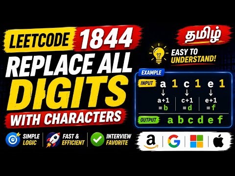 Replace All Digits With Characters in Tamil 🚀 Easy String Trick | Leetcode 1844