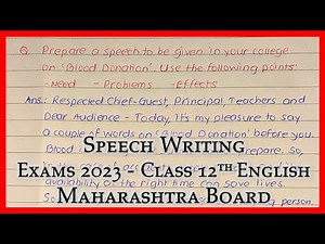 Speech Writing in English | Class 11 & 12 | Question with Answer Format / Sample Maha Board 2023