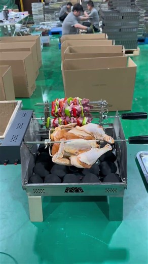This double-row barbecue grill from our factory is a highly convenient tool for outdoor grilling.