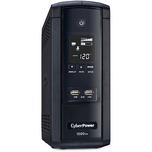 CyberPower Intelligent LCD BRG1000AVRLCD 10 Outlet 1000VA 600W Surge Protection and Battery Backup Mini-Tower UPS System