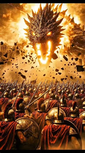 Kaiju face off with spartans