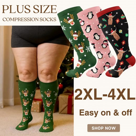  Christmas Special Design! Plus-Size Compression Socks – Comfort &...