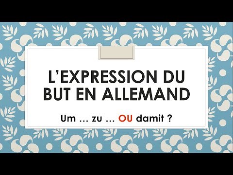 L'expression du but en allemand (um.... zu OU damit) / Comment traduire "pour" en allemand?