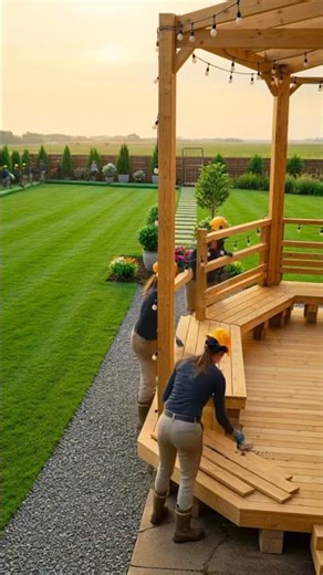 timelapse backyard renovation, consistent camera angle, realistic worker