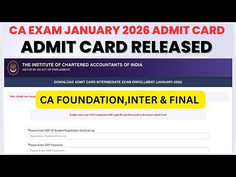 CA Exam January 2026 Admit card Released by ICAI