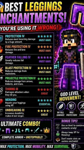 😱 Best Leggings Enchantments in Minecraft! (You’re Using It WRONG) 🔥🛡️