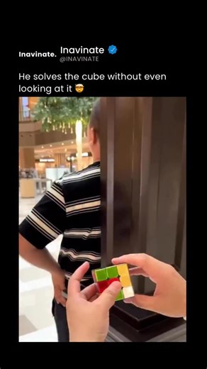 Inavinate on Instagram: "What looks like a magic trick is actually extreme mental discipline. After handing his Rubik’s Cube to a friend and letting it be scrambled completely at random, the solver steps back, closes his eyes, and goes quiet. When he returns, he places the cube down and solves it flawlessly—without ever looking at it once. This is high-level blindfold cubing. Before the solve begins, experts memorize the entire cube’s piece layout, then mentally track how every move during the s