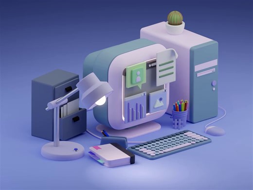 Cartoon low-poly desktop