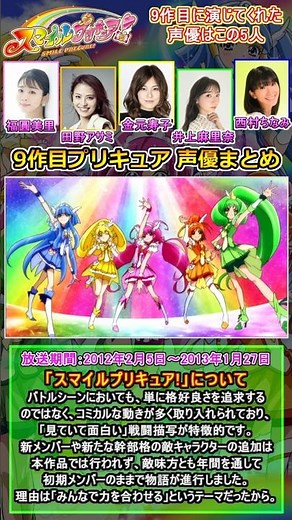 A compilation of the voice actors who play the main characters in "Smile Precure!" [Precure] [Voi...
