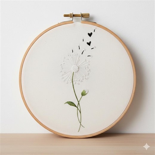 Dandelion Flower Embroidery Design, Dandelion Embroidery Template PDF File (instant Download) - Etsy