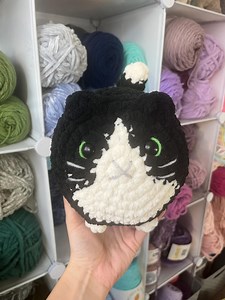 Crochet Tuxedo Cat Plushie: Handmade Loaf Cat Stuffed Animal (6") - Etsy