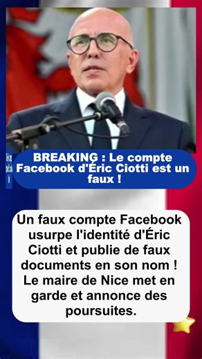 BREAKING : Le compte Facebook d'Éric Ciotti est un faux ! | #ÉricCiotti #FakeNews #Facebook #Nice