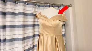 Watch Off Shoulder Prom Dresses with Slit Satin Ball Gown Review on Amazon Live