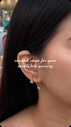 1.5K views · 21 reactions | The classic stack: double lobe  It's always the double hoop combo that wins. 朗 Comment down if you're a double hoop or hoop + stud girly. 勺 #stopandstyle_ #hoopearrings #doublelobe #doublelobepiercing | Stop and Style | Facebook