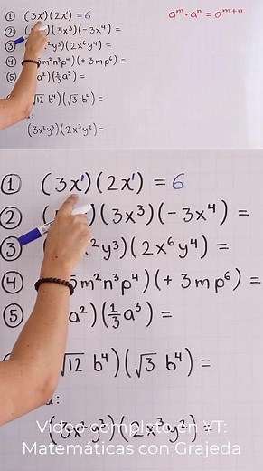 Multiplicación de monomios. Ejemplo 1. #matematicas #Grajeda #algebra