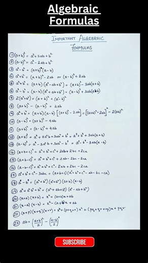 Algebraic Formulas #intermediate