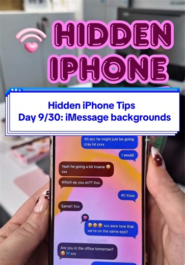 Make iMessage backgrounds to match your group chat's personality ✨ not only can you use the default options in iOS 26, you can also add a picture from your camera roll! I'm sharing 30 days straight of my favorite lesser-known iPhone features. Come back tomorrow (and the next 19 days after that 😉) for more iPhone tips and tricks. #hiddeniphonetips #iphonetips #iphonetipsandtricks #ios26 #imessage