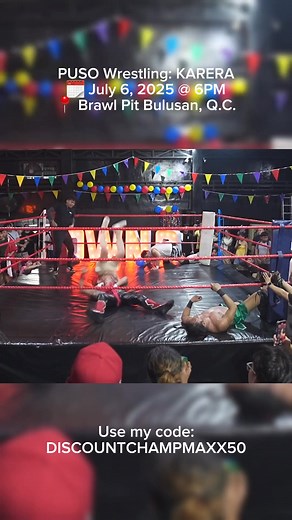 Catch and shoot play by the champ! Use my code "DISCOUNTCHAMPMAXX50" for that extra discount on top of the early bird promo! 🎟️ TICKETS: pusowrestling.helixpay.ph PUSO Wrestling: KARERA 🗓️ July 6, 2025 @ 6PM 📍 Brawl Pit Bulusan, Q.C. #MainMaxxChamp #PusoWrestling #PinoyWrestling | Main Maxx