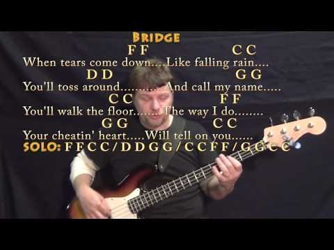 Your Cheatin' Heart (Hank Williams) Bass Guitar Cover Lesson with Chords/Lyrics