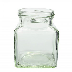 9 oz Clear Glass Square Jars (Cap Not Included) - 8019B15-B