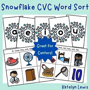 CVC Word Vowel Sort and Writing Activity
