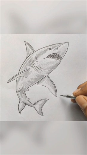 Easy Shark Drawing 🦈 Pencil Sketch Tutoria From Lines to a beautiful Shark | Pencil Drawing #drawing