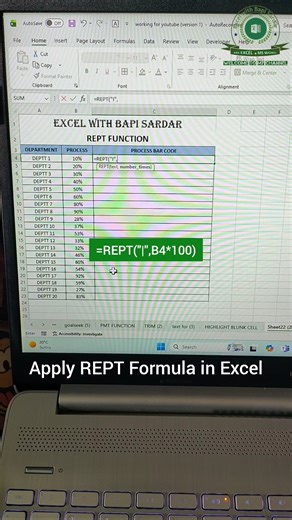 📊 Apply REPT Formula in Excel!Want to repeat text or create smart visual bars in Excel?#ExcelTips